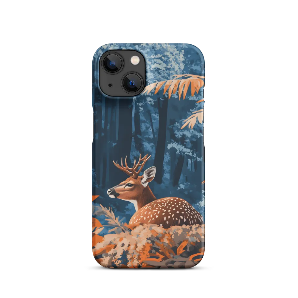Illustrated Deer in Vibrant Blue Forest | Phone Case