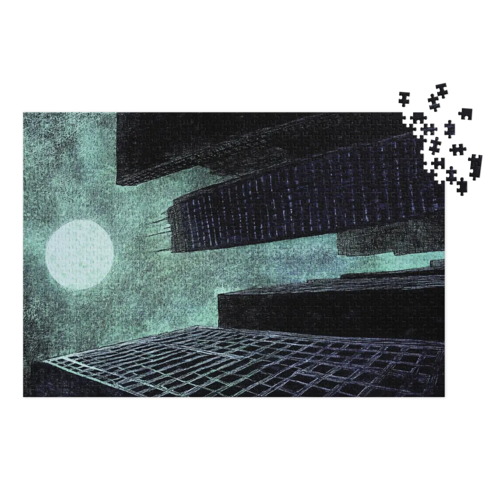 Lunar Cityscape 
 Jigsaw Puzzle in Tin Box
