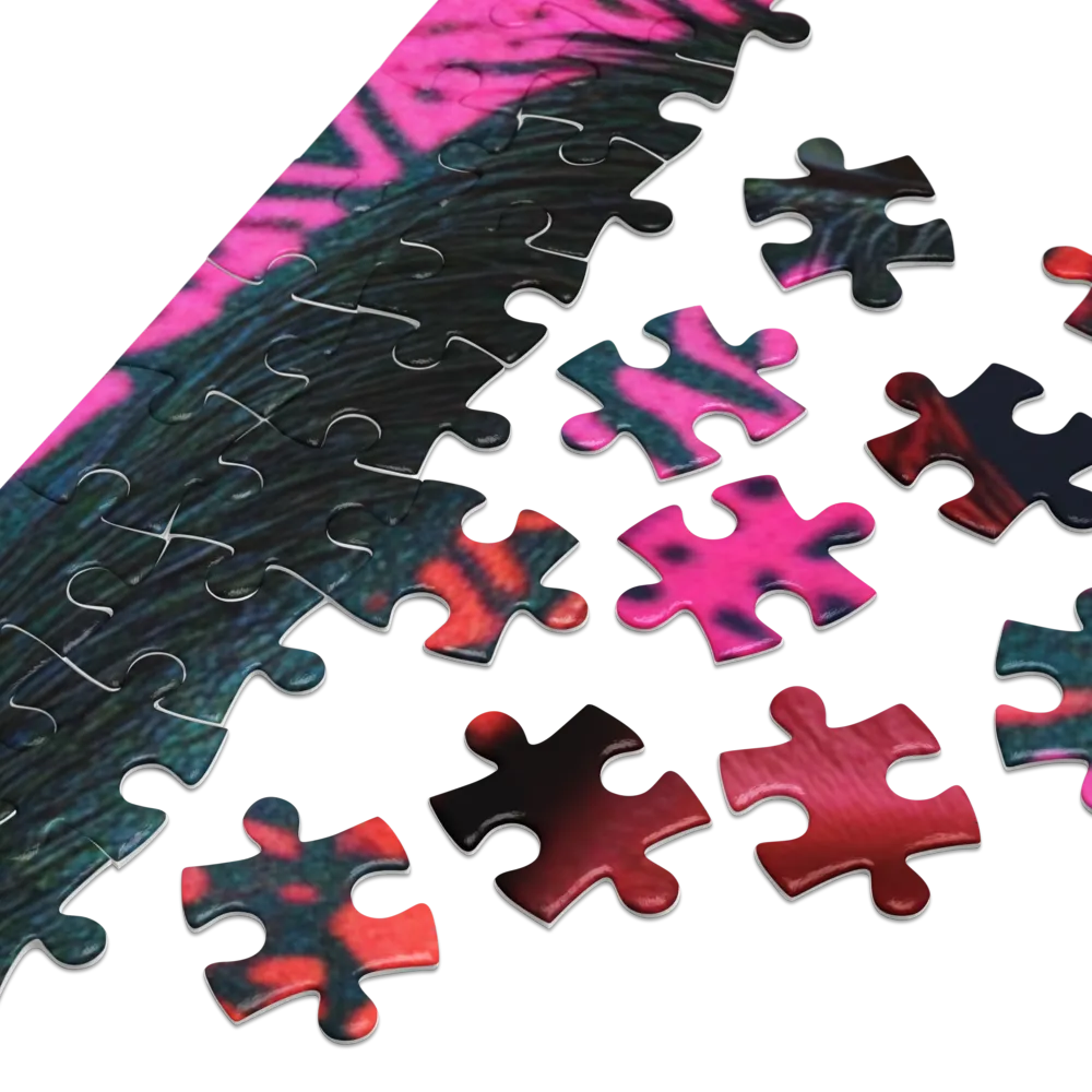 Rosto Tribal Neon 
 Puzzle em caixa de metal