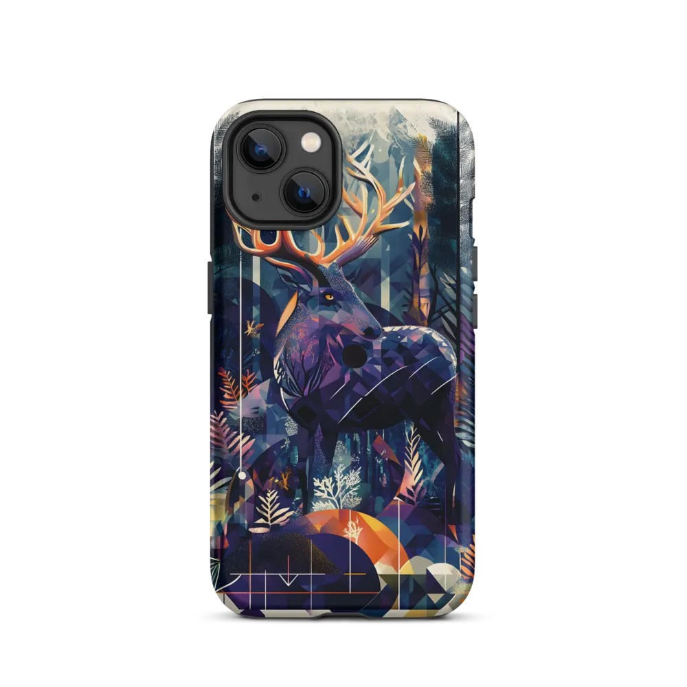 Geometric Deer in Stylized Forest | Phone Case