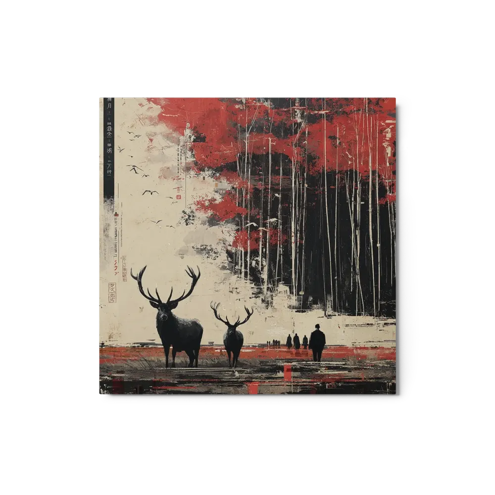 Red Canopy and Stags | Art Print