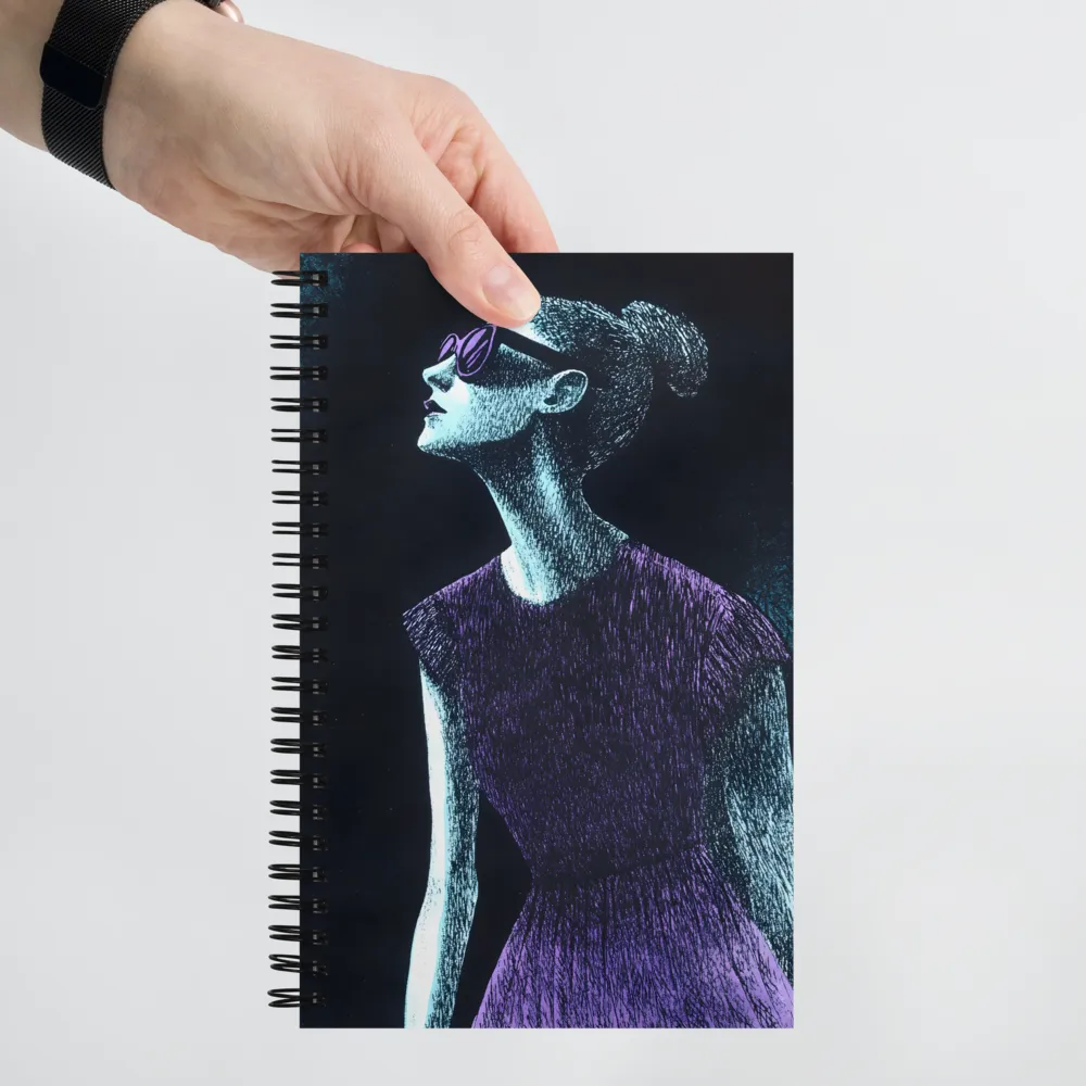 Violet-Cyan Hatch Portrait 
 Spiral Notebook | 140 pages