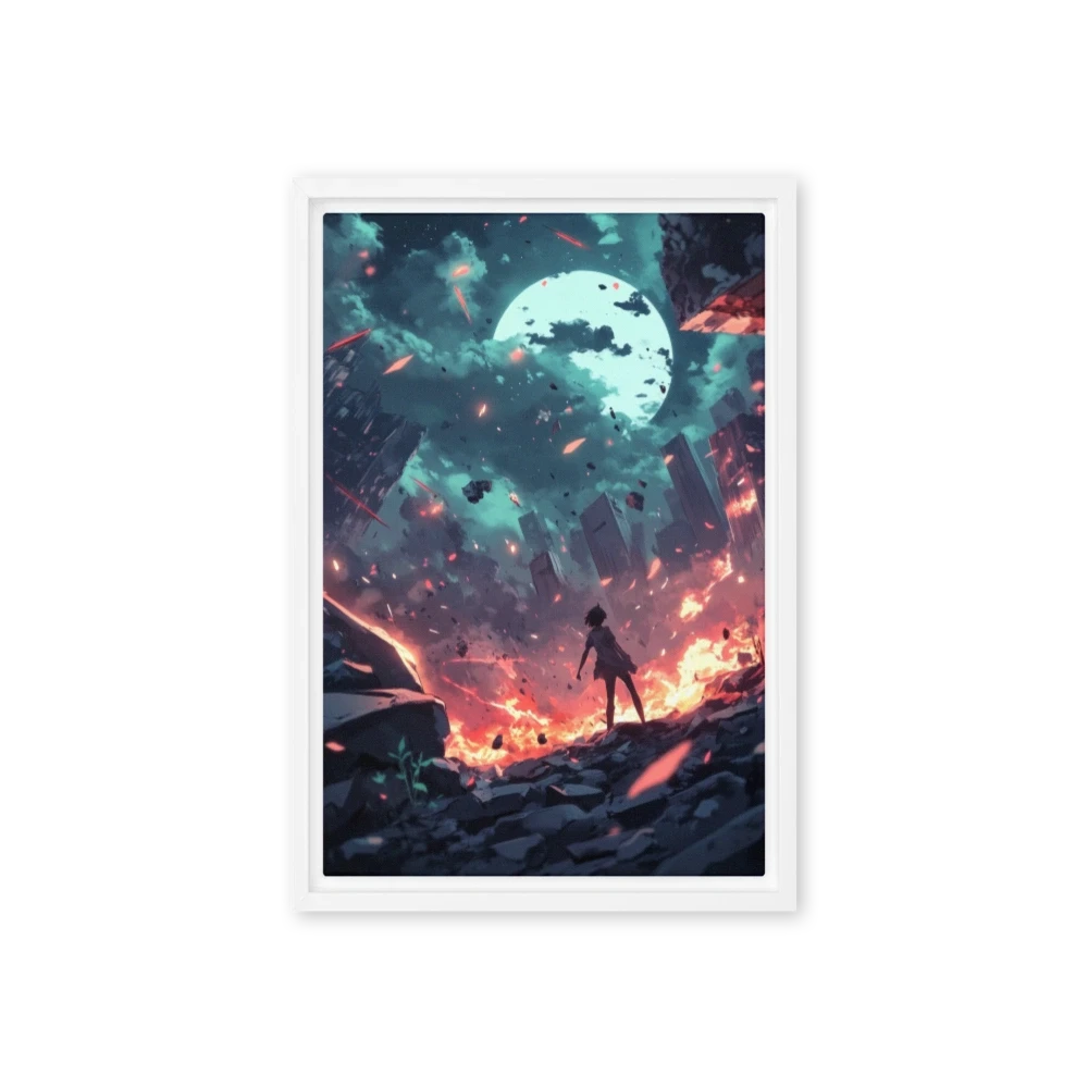 Lone Figure in Fiery Landscape
