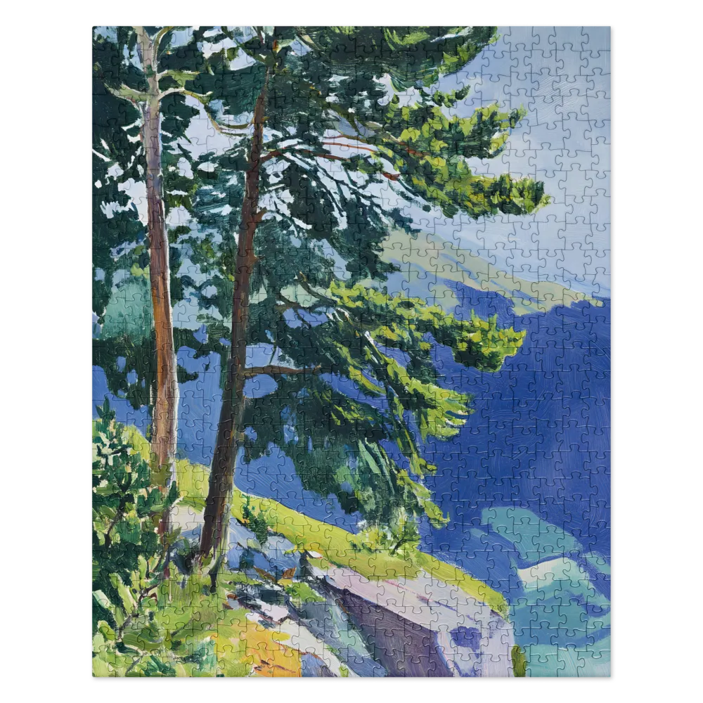 Impressionistic Mountain Pines 
 Jigsaw Puzzle in Tin Box