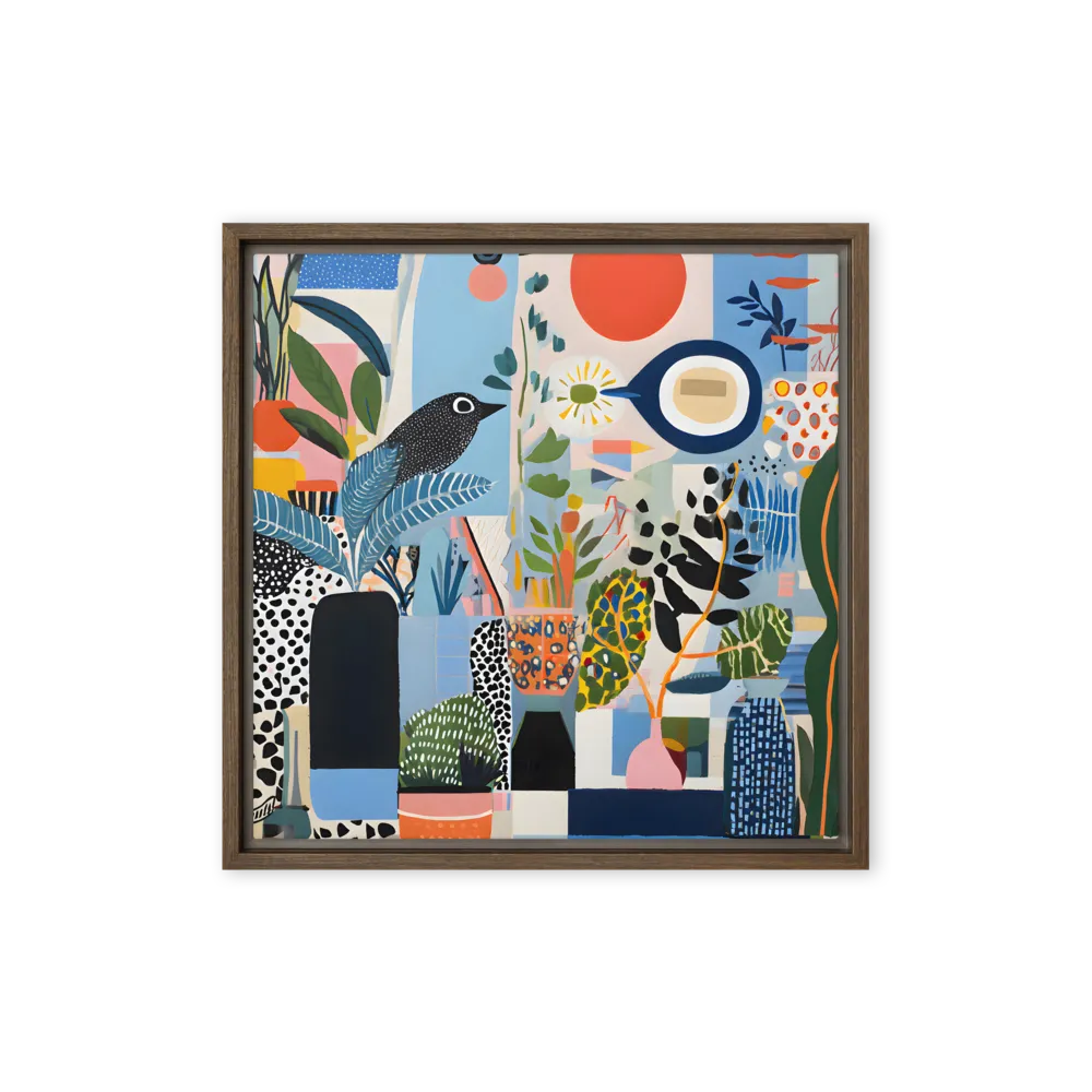 Tropical Birds and Botanical Collage 
 Canvas | 20″x 20″