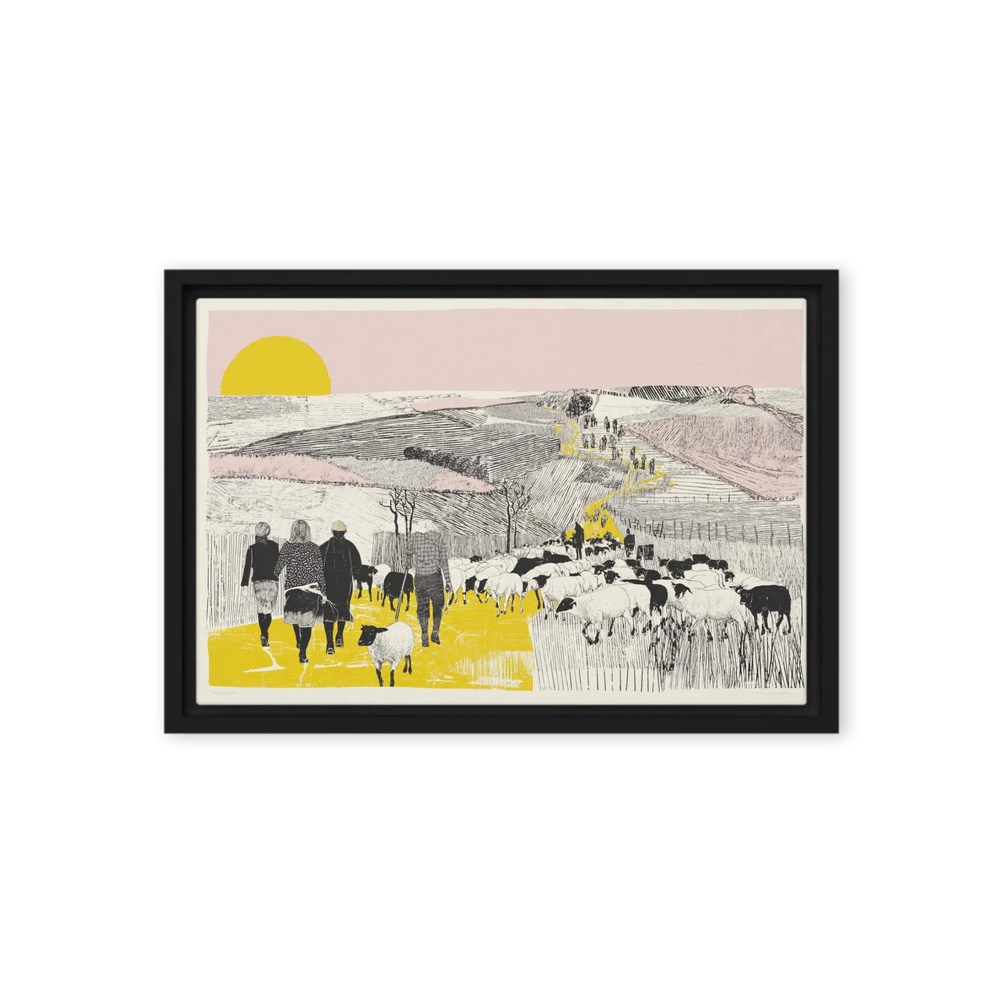 Pastoral Sheep Herd at Sunset | Art Print