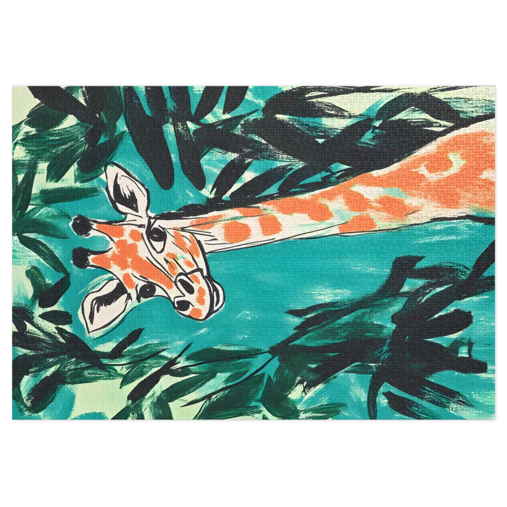 Pintura Girafa Tropical 
 Puzzle em caixa de metal