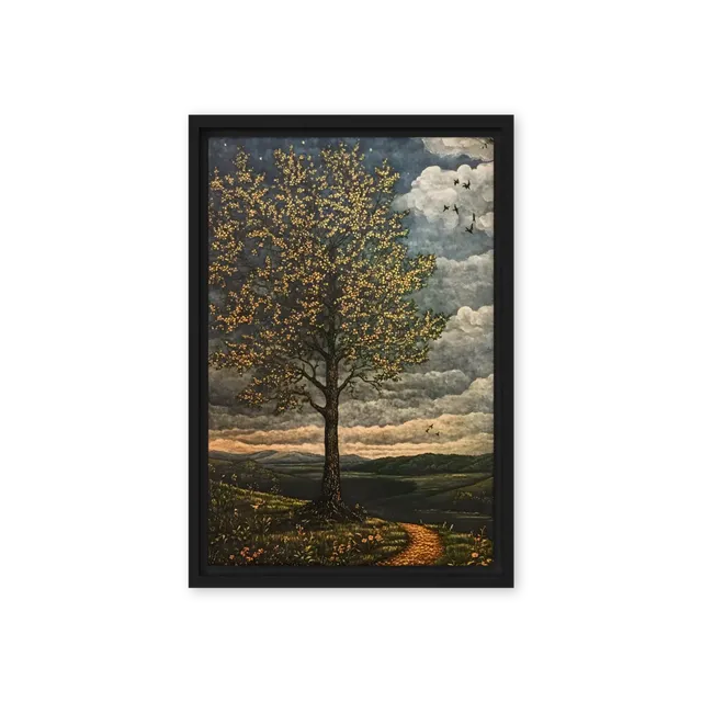 The Golden Tree's Path 
 Canvas with White Frame