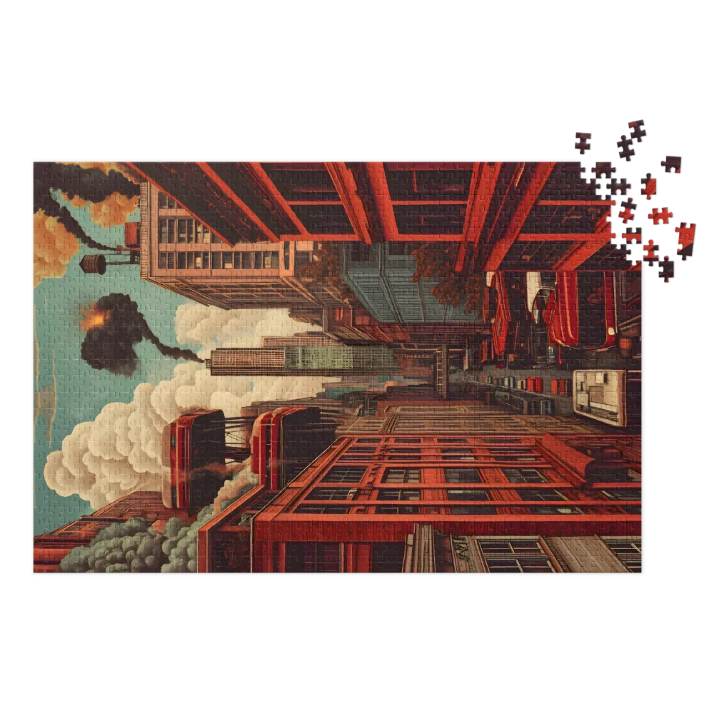 Surreal Cityscape with Explosions | Jigsaw Puzzle (252/520 pieces)