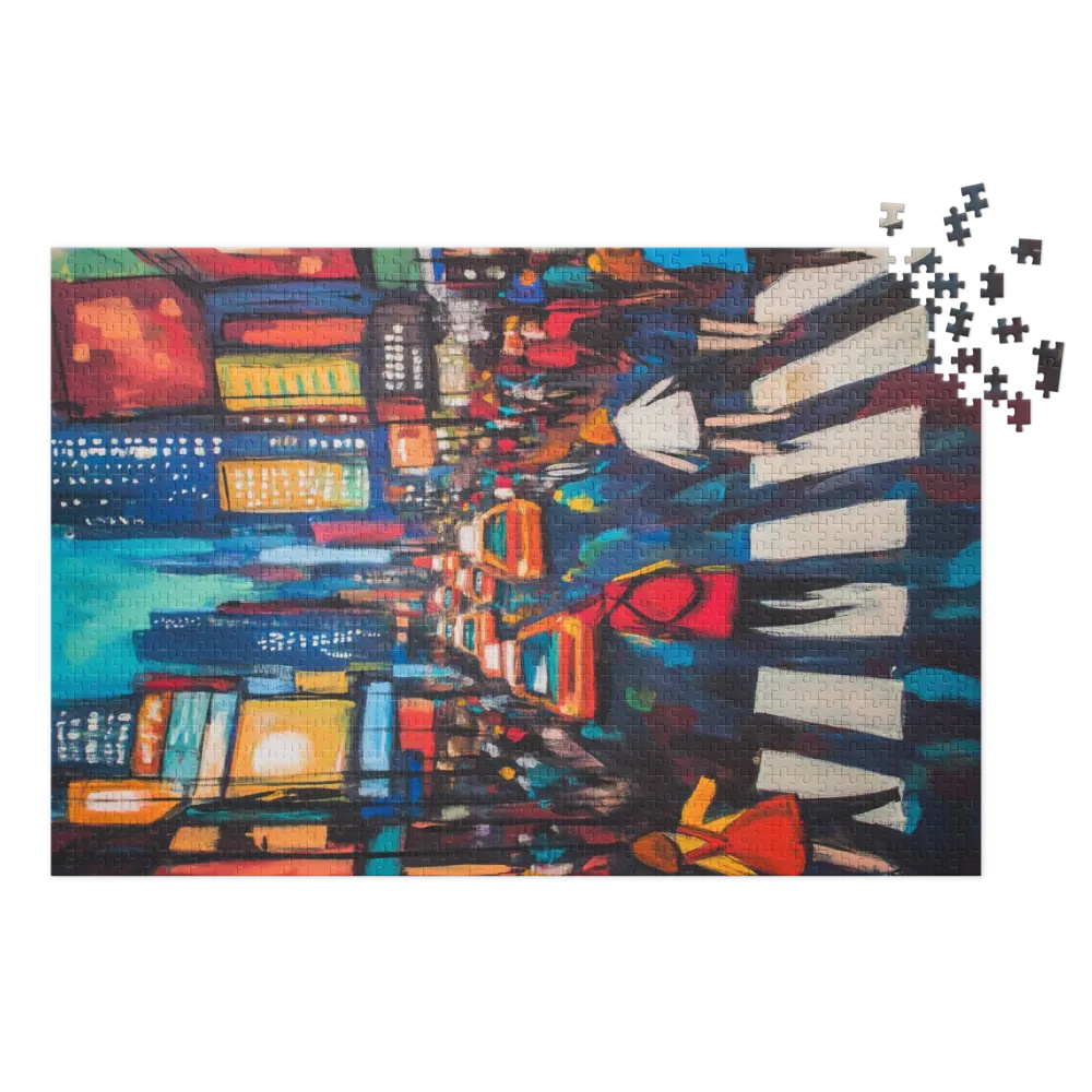 Vibrant City Night 
 Jigsaw Puzzle in Tin Box