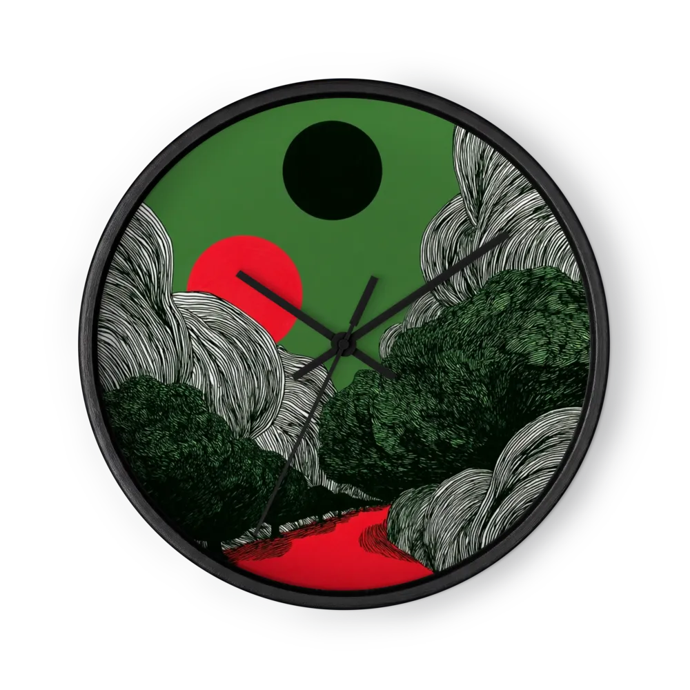 Red Path Green Sky | Wall Clock