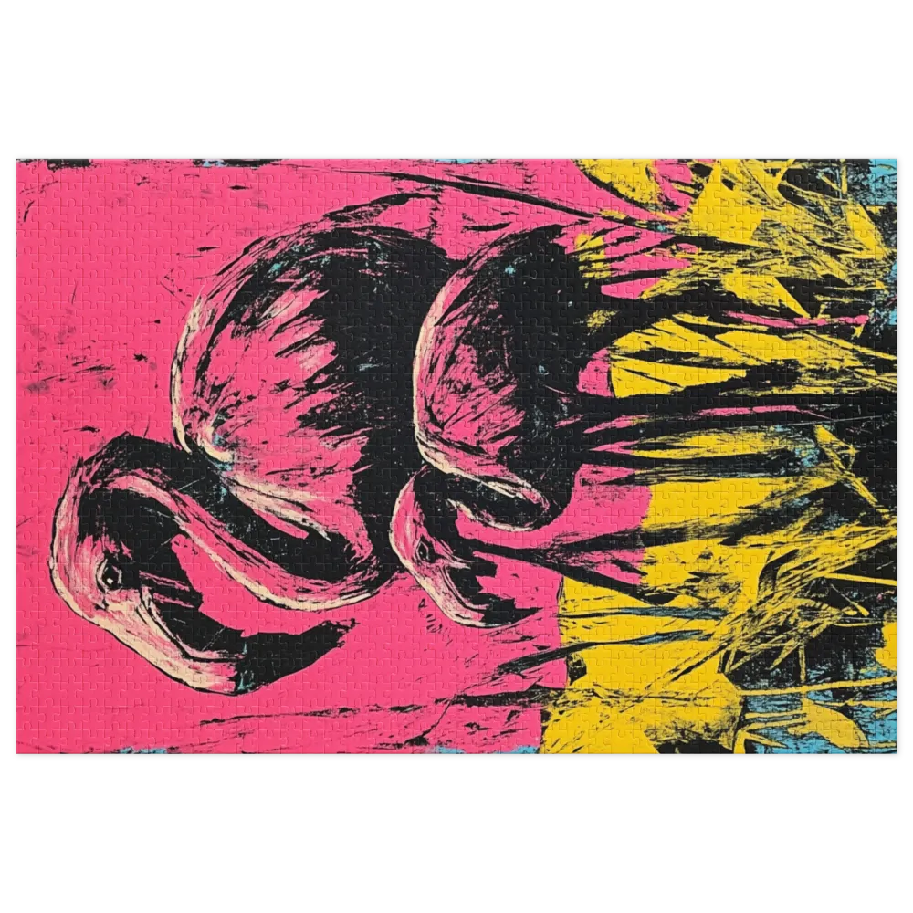 Flamingos em Pop Art 
 Puzzle em caixa de metal