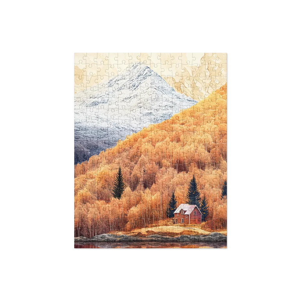 Lakeside Cabin in Autumn 
 Jigsaw Puzzle