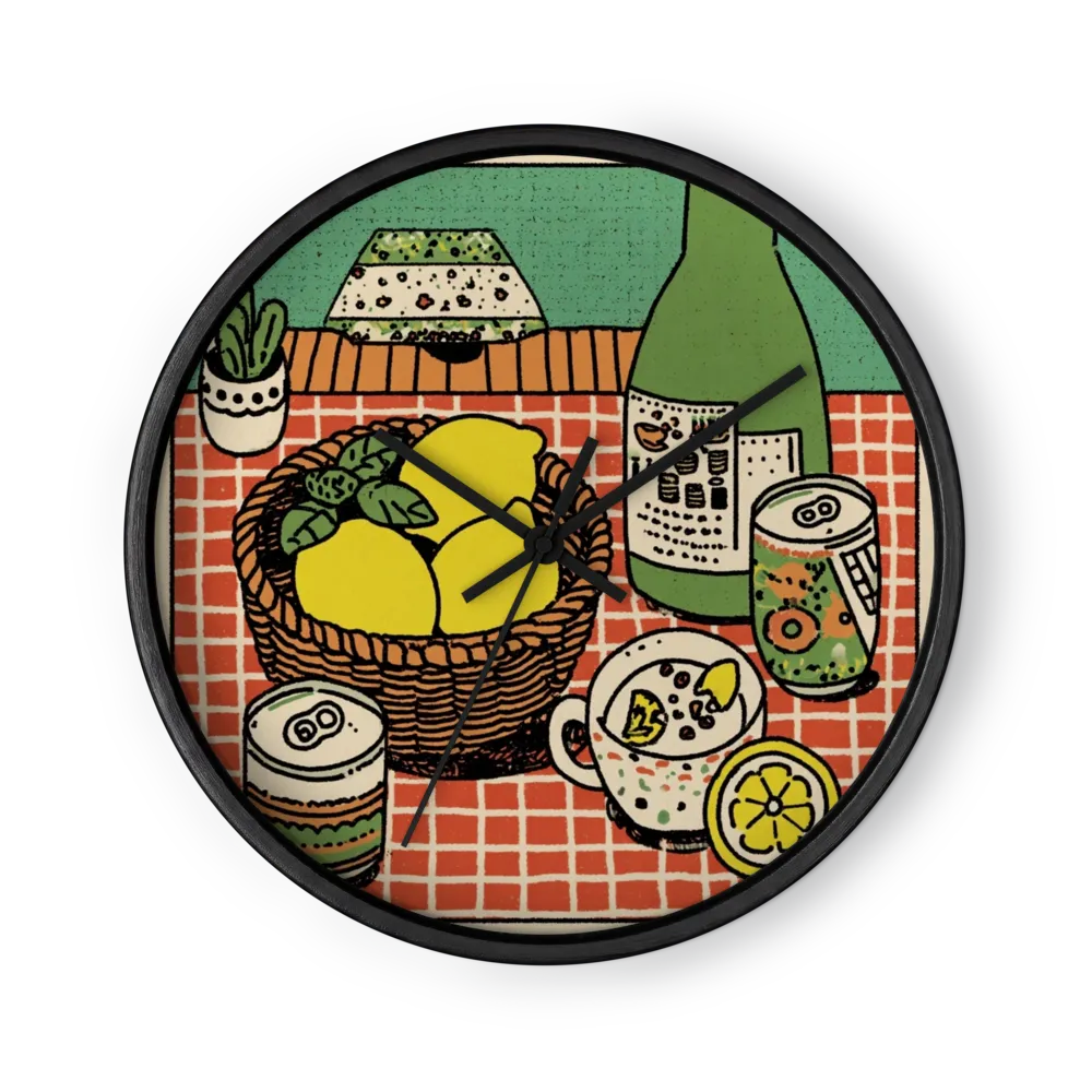 Lemons on Gingham | Wall Clock