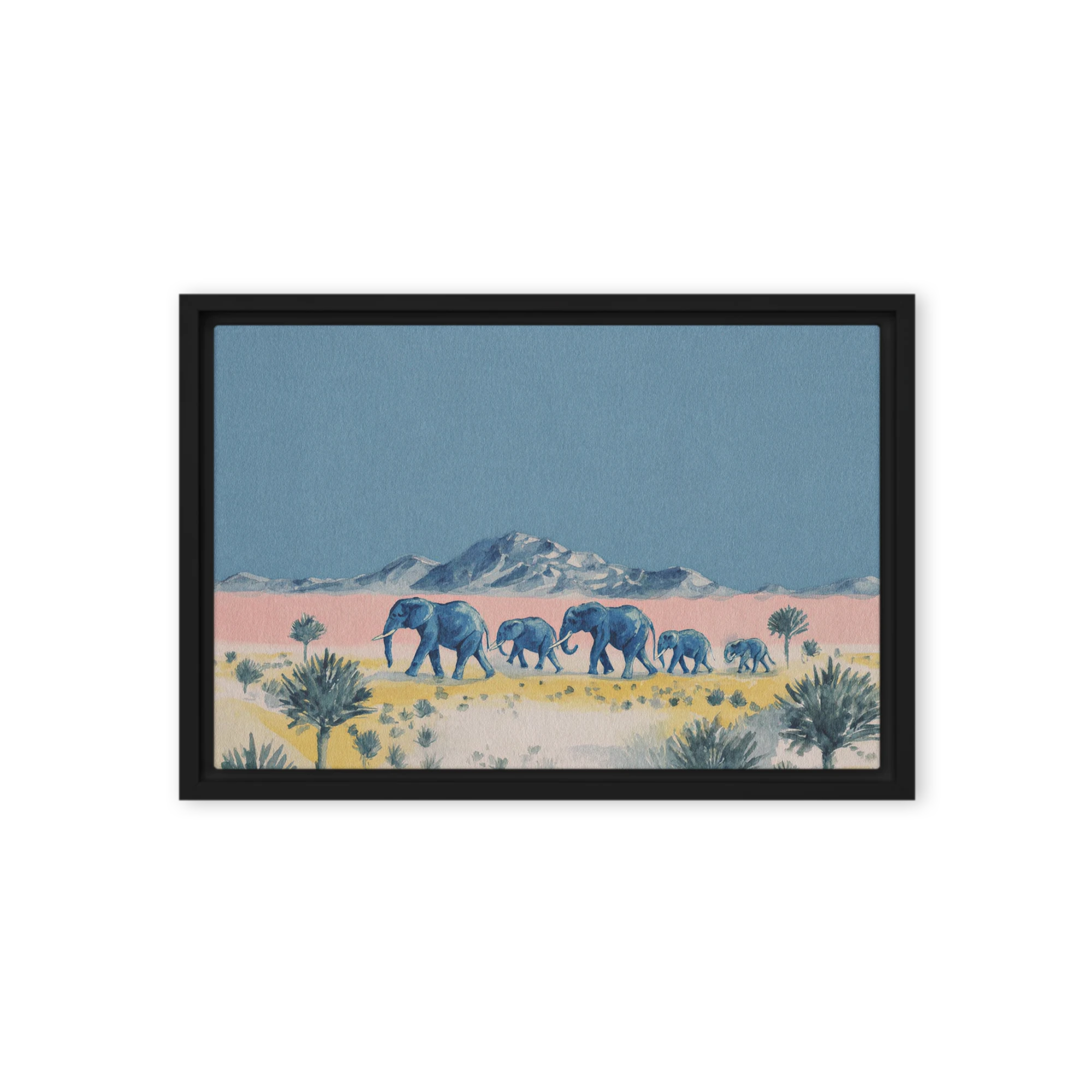 Blue Elephants Crossing | Art Print