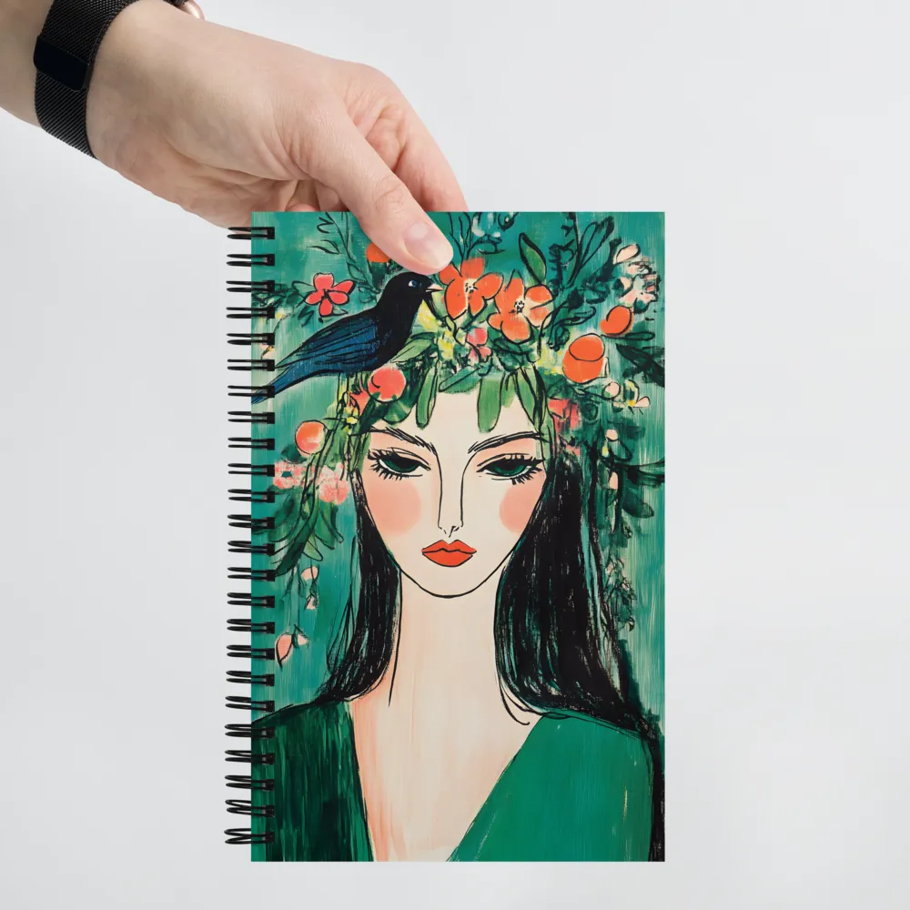 Woman with Bird Crown 
 Spiral Notebook | 140 pages