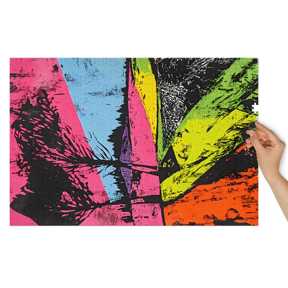 Psychedelic Screenprint Landscape 
 Jigsaw Puzzle in Tin Box