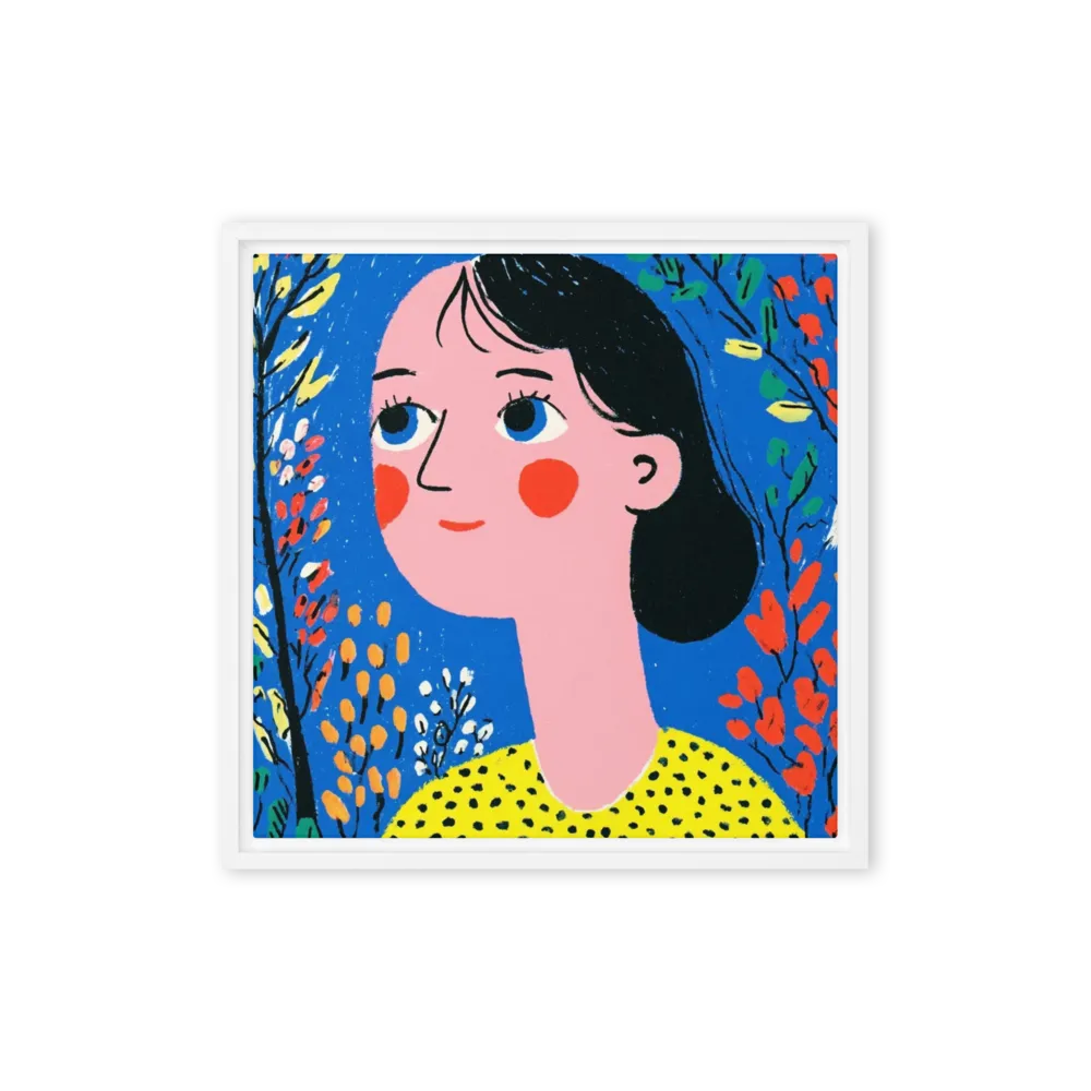 Blue Garden Portrait 
 Poster with Red oak Frame | 10″x 10″