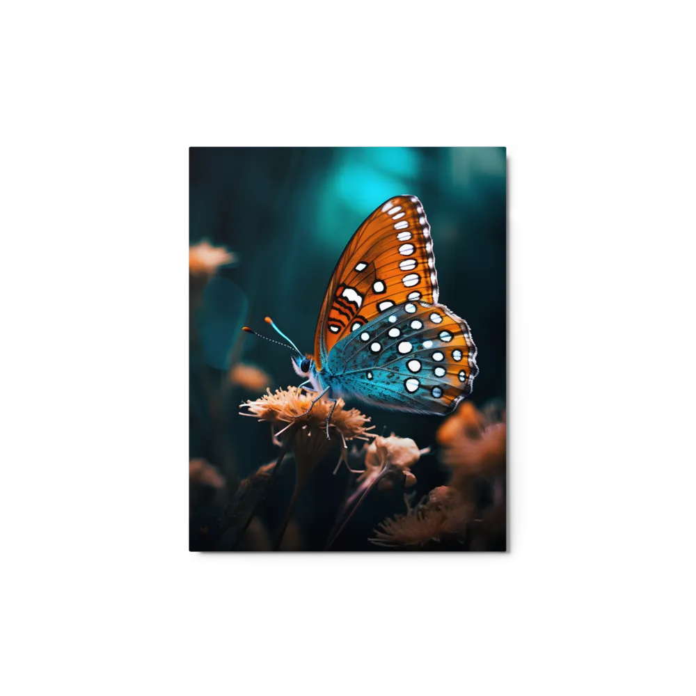 Teal and Amber Butterfly 
 Canvas with White Frame