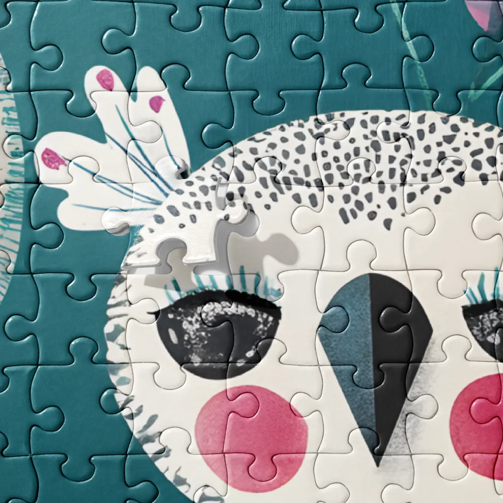 Whimsical Owls on Branch 
 Jigsaw Puzzle in Tin Box