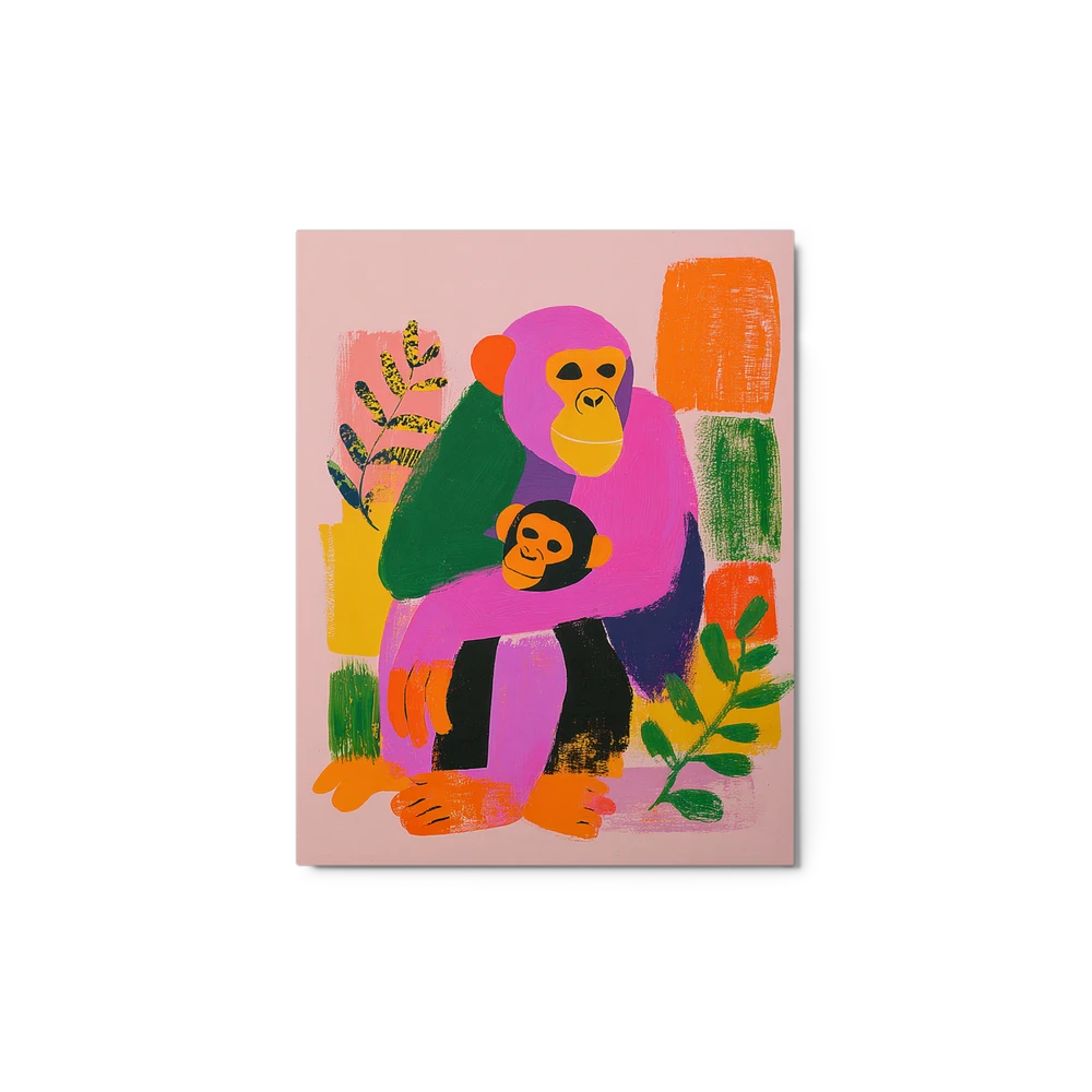 Mother Chimpanzee and Baby | Art Print