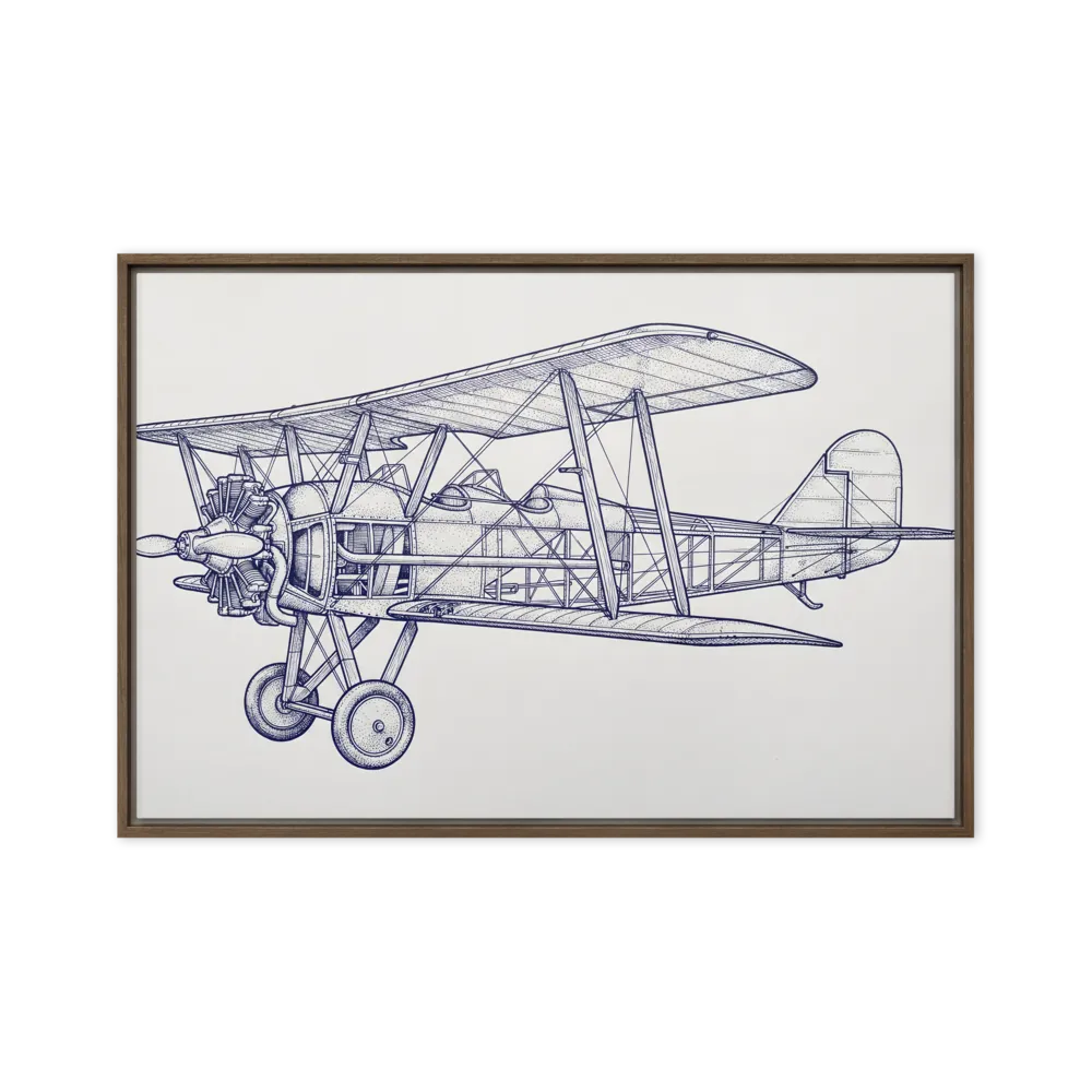 Vintage Biplane Blueprint 
 Poster with White Frame | 18″x 24″