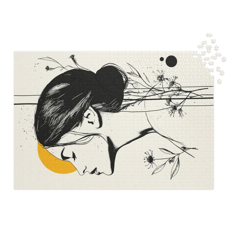 Minimalist Silhouette with Yellow Sun