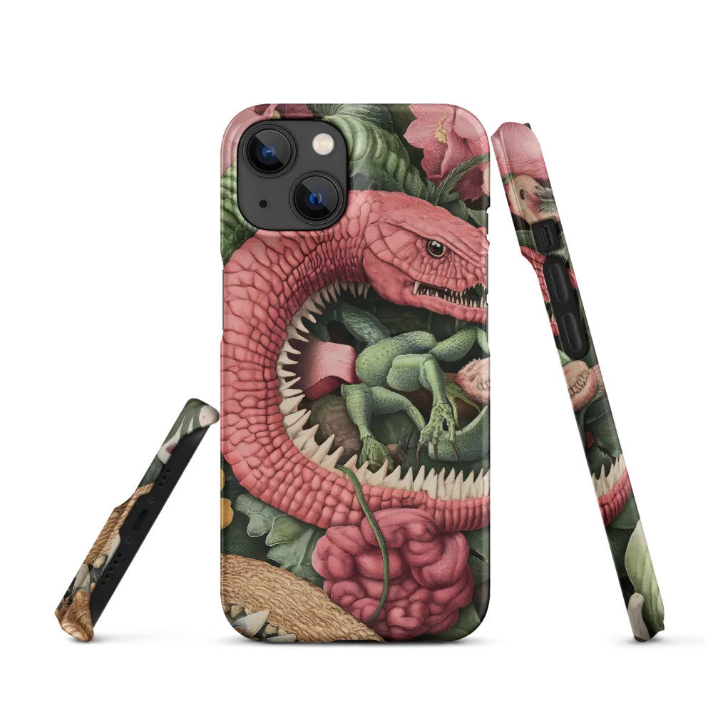Surreal Pink Snake and Green Lizards Artwork | Phone Case