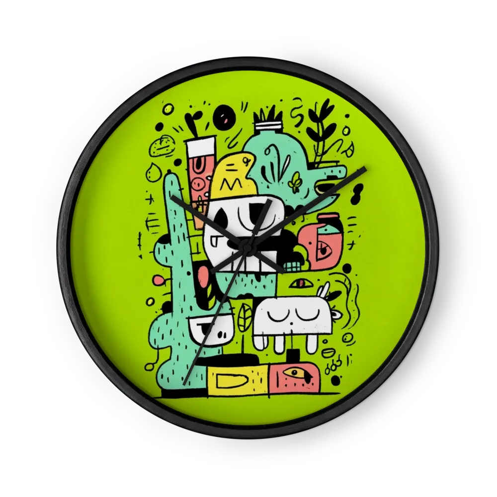 Neon Monster Doodle | Wall Clock