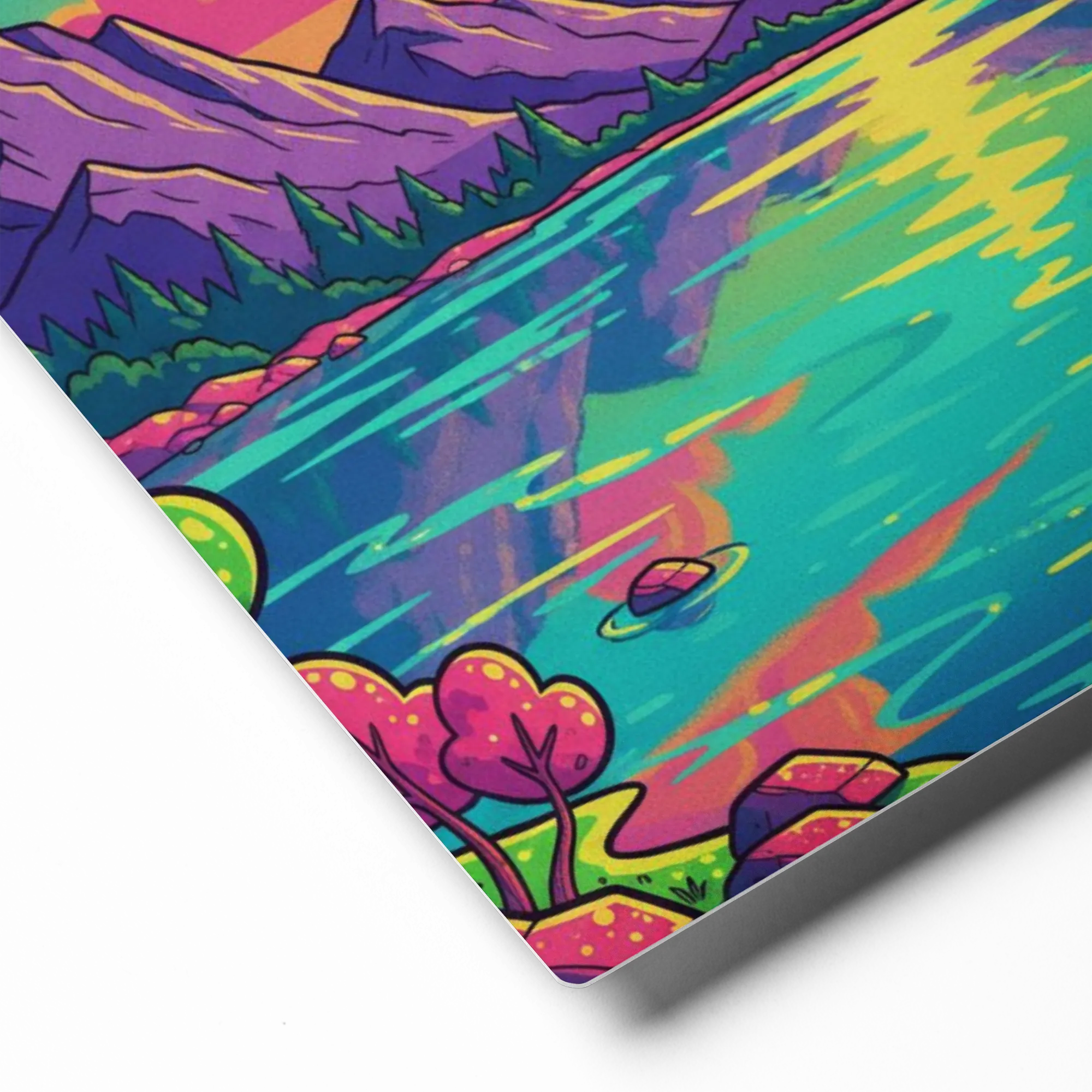 Chroma Lake Sunset 
 Poster with Red oak Frame | 20″x 30″