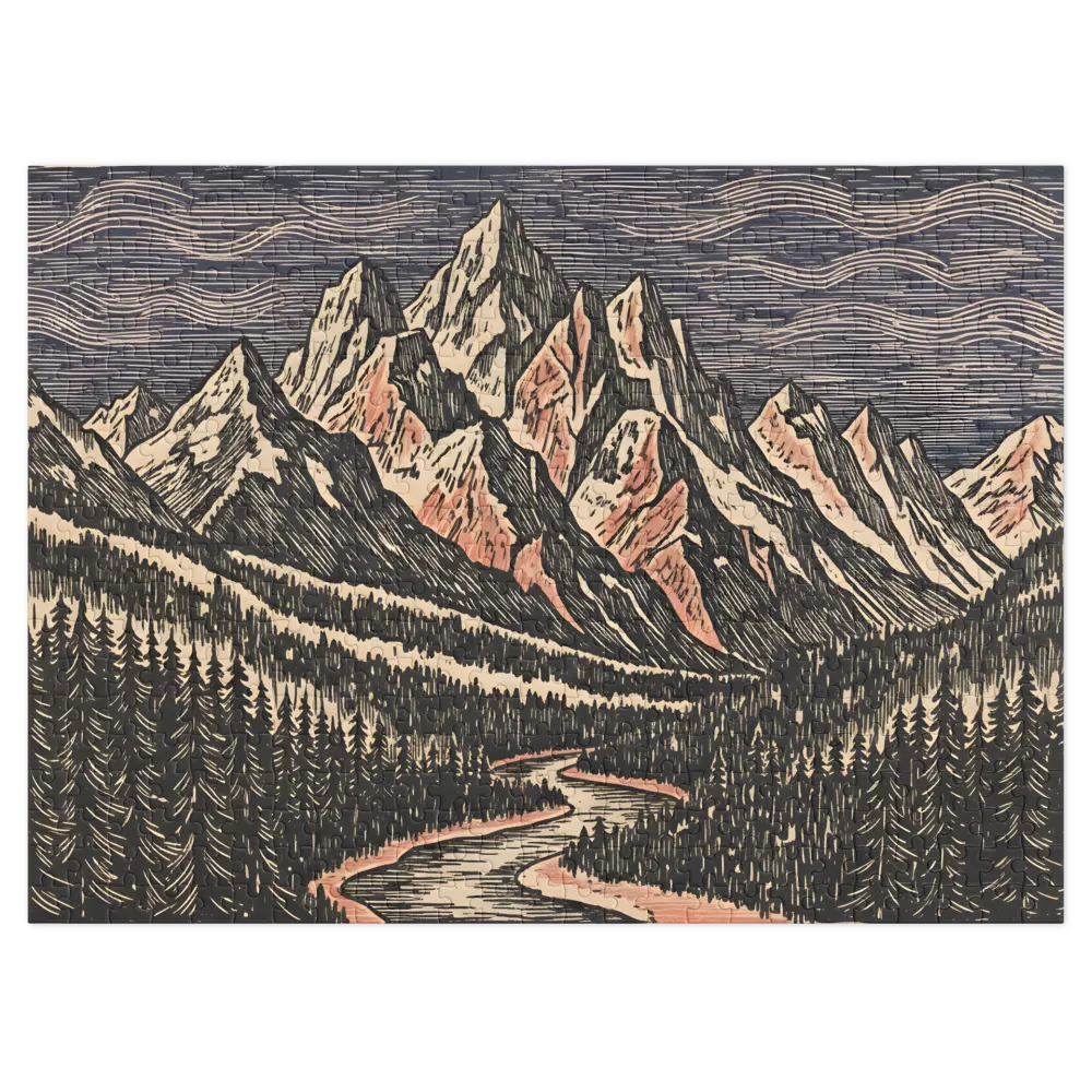 Ridge and River Valley 
 Jigsaw Puzzle in Tin Box