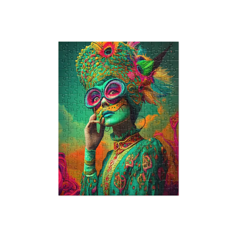 Vibrant Headdress Portrait 
 Jigsaw Puzzle in Tin Box