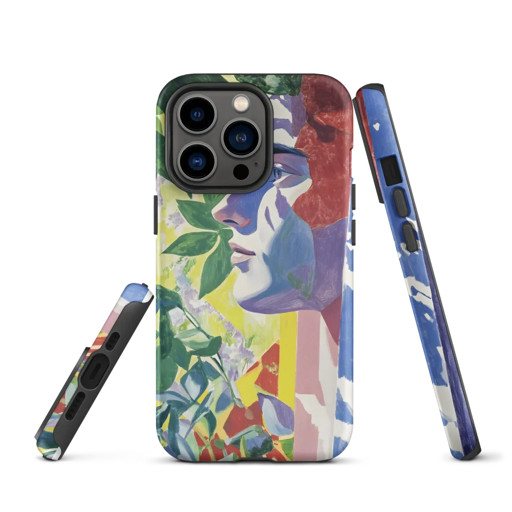 Profile Portrait Surrounded by Leaves | Phone Case