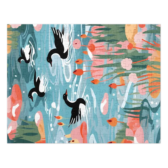 Swimming Ducks in a Serene Pond | Jigsaw Puzzle (252/520 pieces)