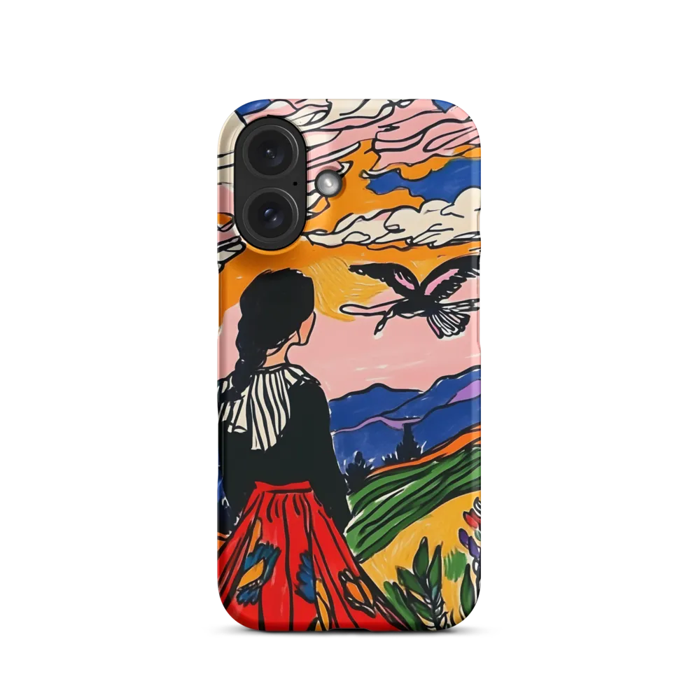 Girl in Colorful Dress Against Landscape | Phone Case