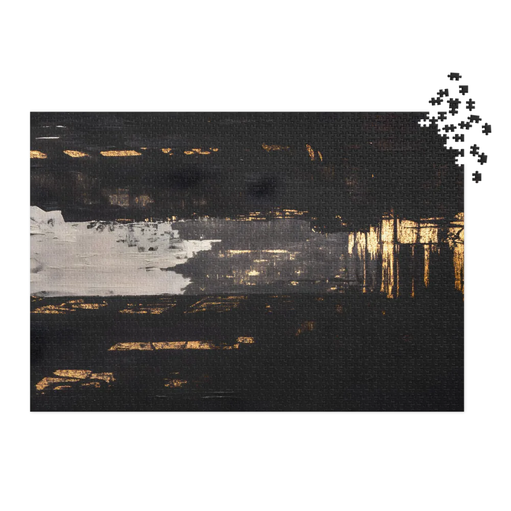 Abstract Cityscape with Gold Accents