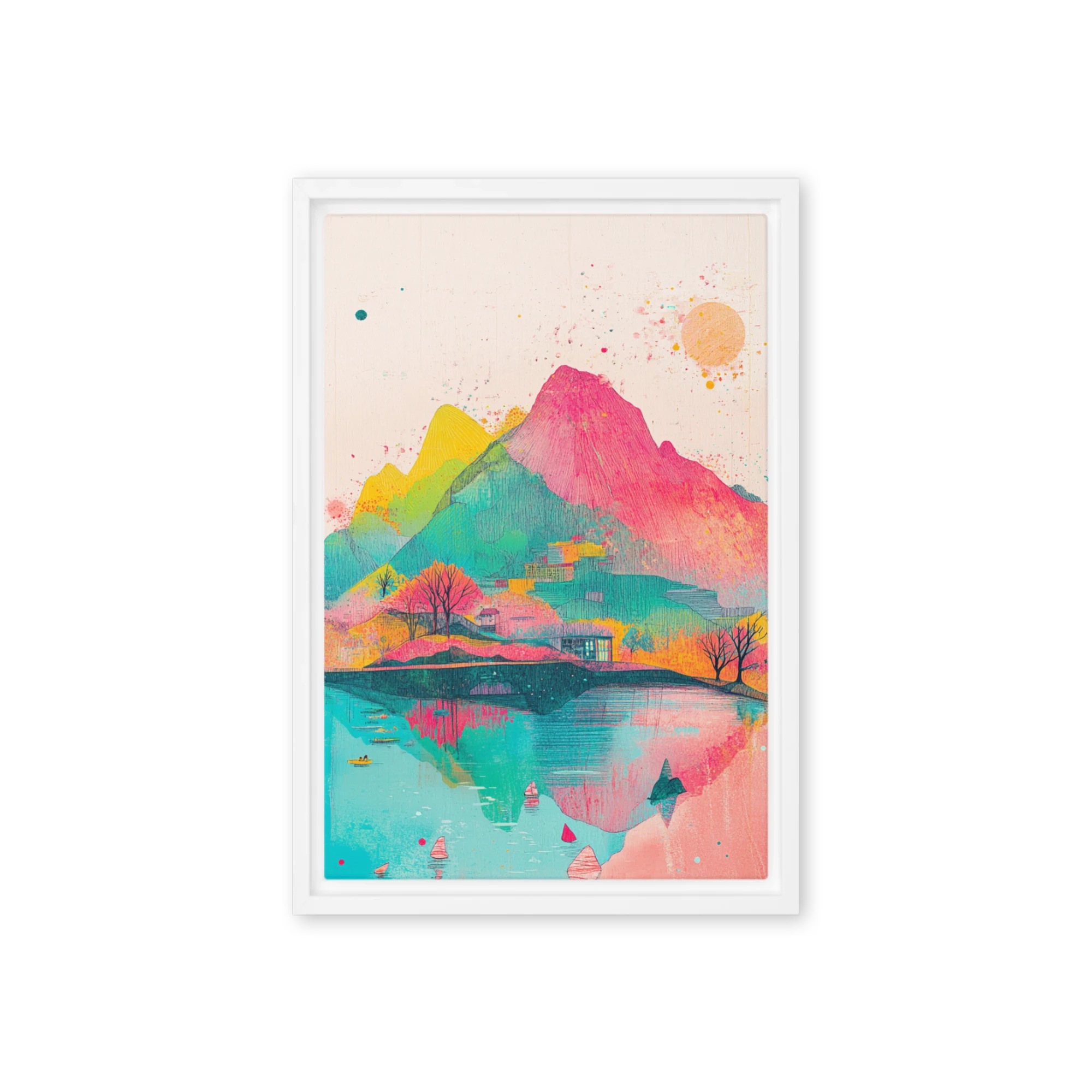 Fantastical Mountain Lake Watercolor | Art Print