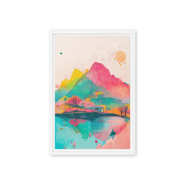 Fantastical Mountain Lake Watercolor | Art Print