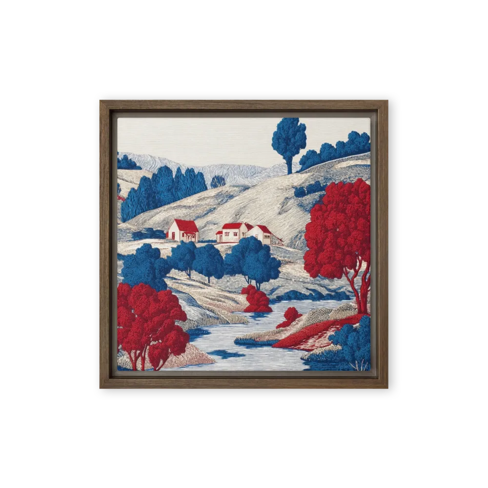 Crimson Foliage Valley 
 Canvas with Brown Frame
