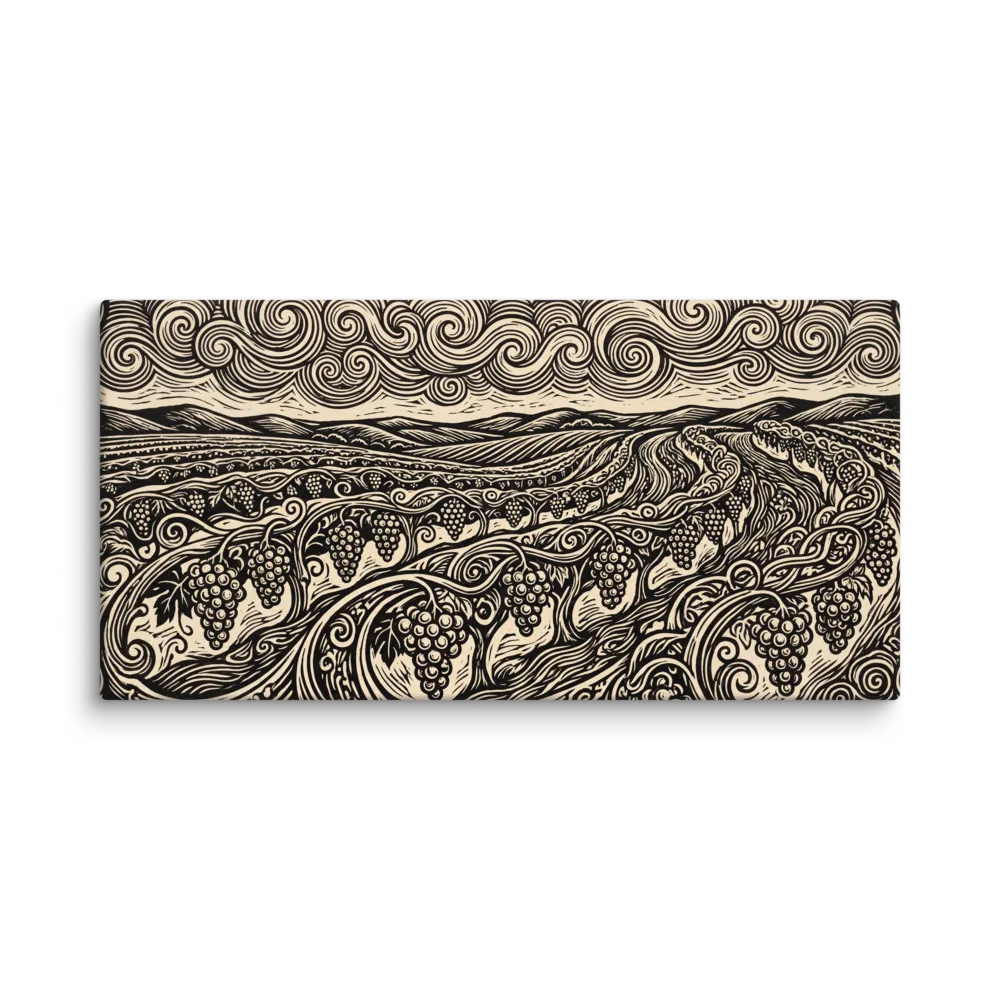 Swirling Vineyard Landscape 
 Canvas | 12″x 24″