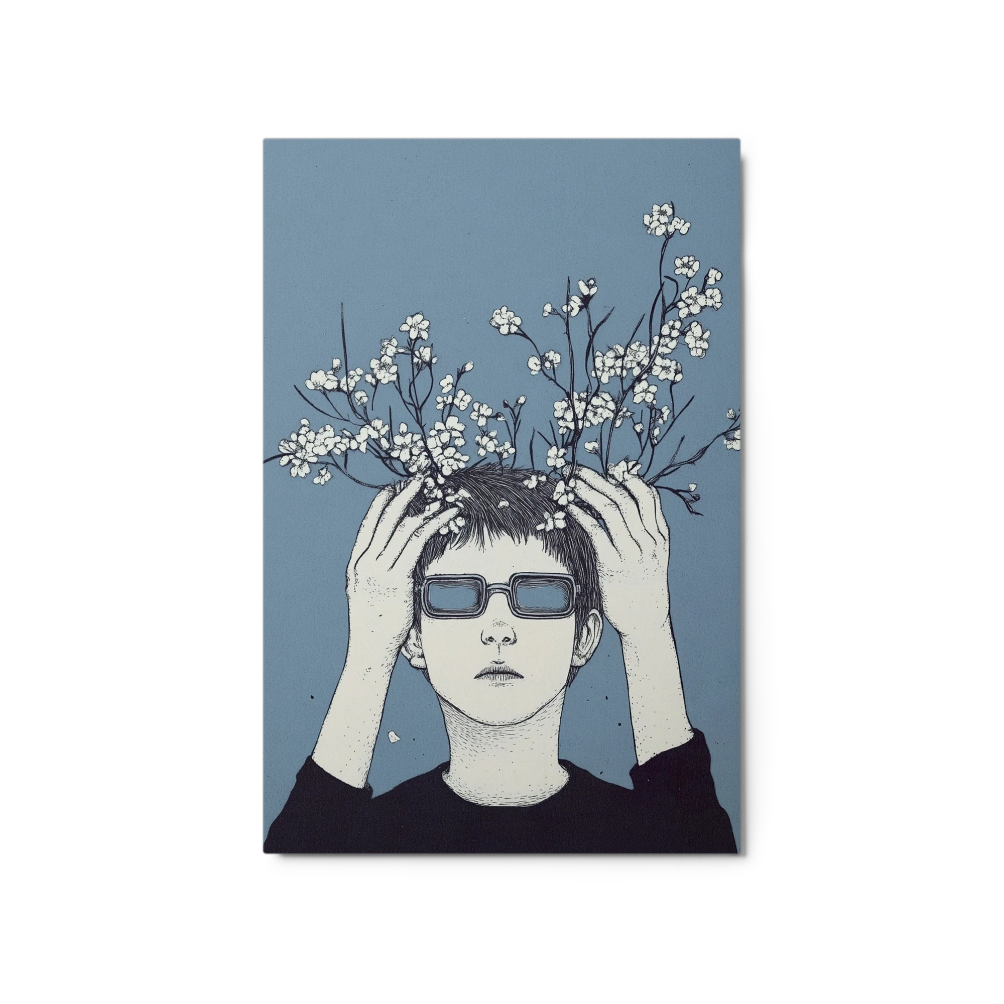 Person with Glasses and Flowers