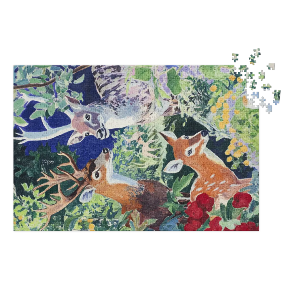 Three Deer in Lush Nature