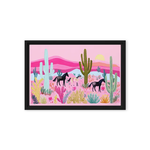 Pink Desert Horses | Art Print