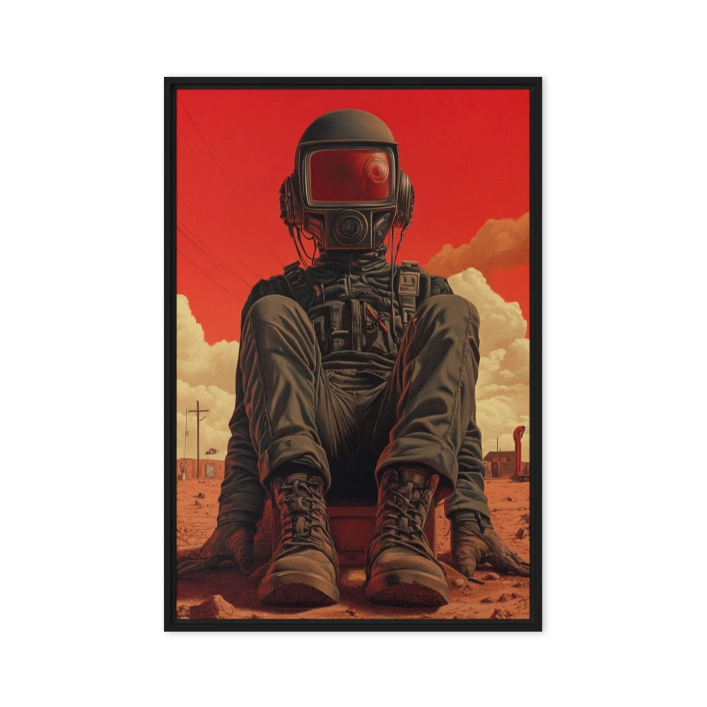 Surreal Astronaut in Red Landscape
