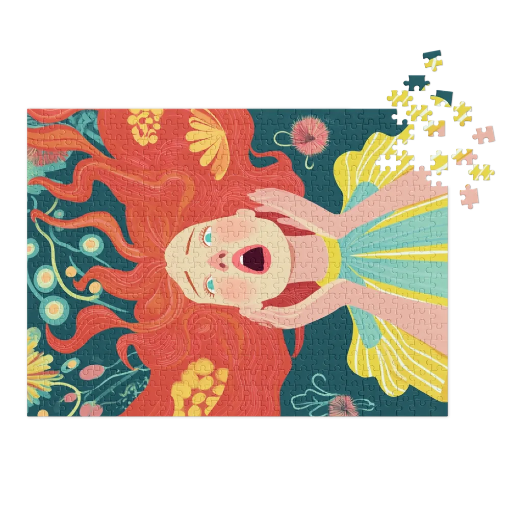 Red-Haired Woman Surrounded by Flora
