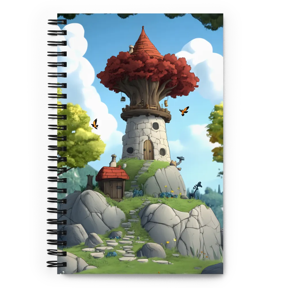 Whimsical Treehouse on a Hill 
 Spiral Notebook | 140 pages