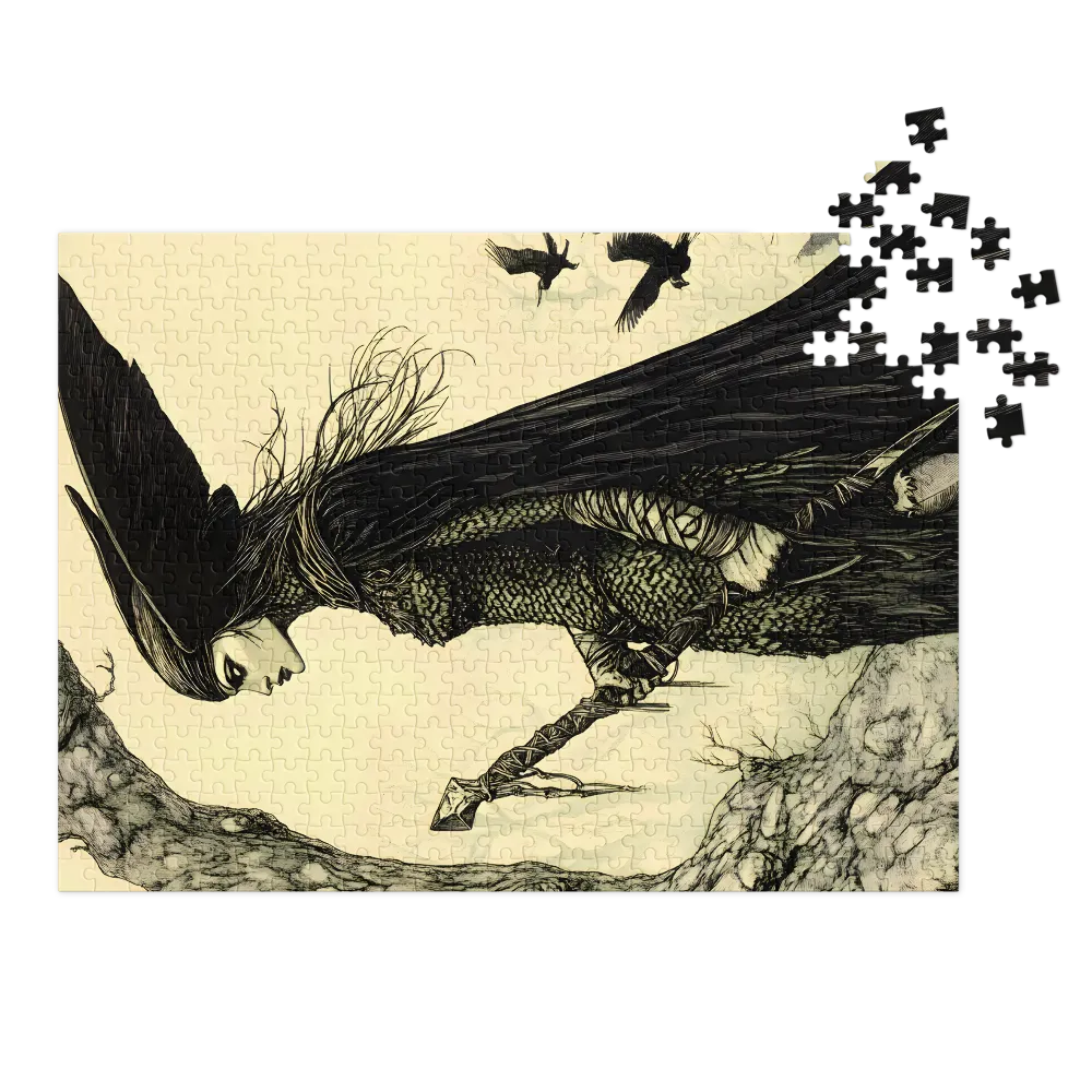 Female Warrior with Crows