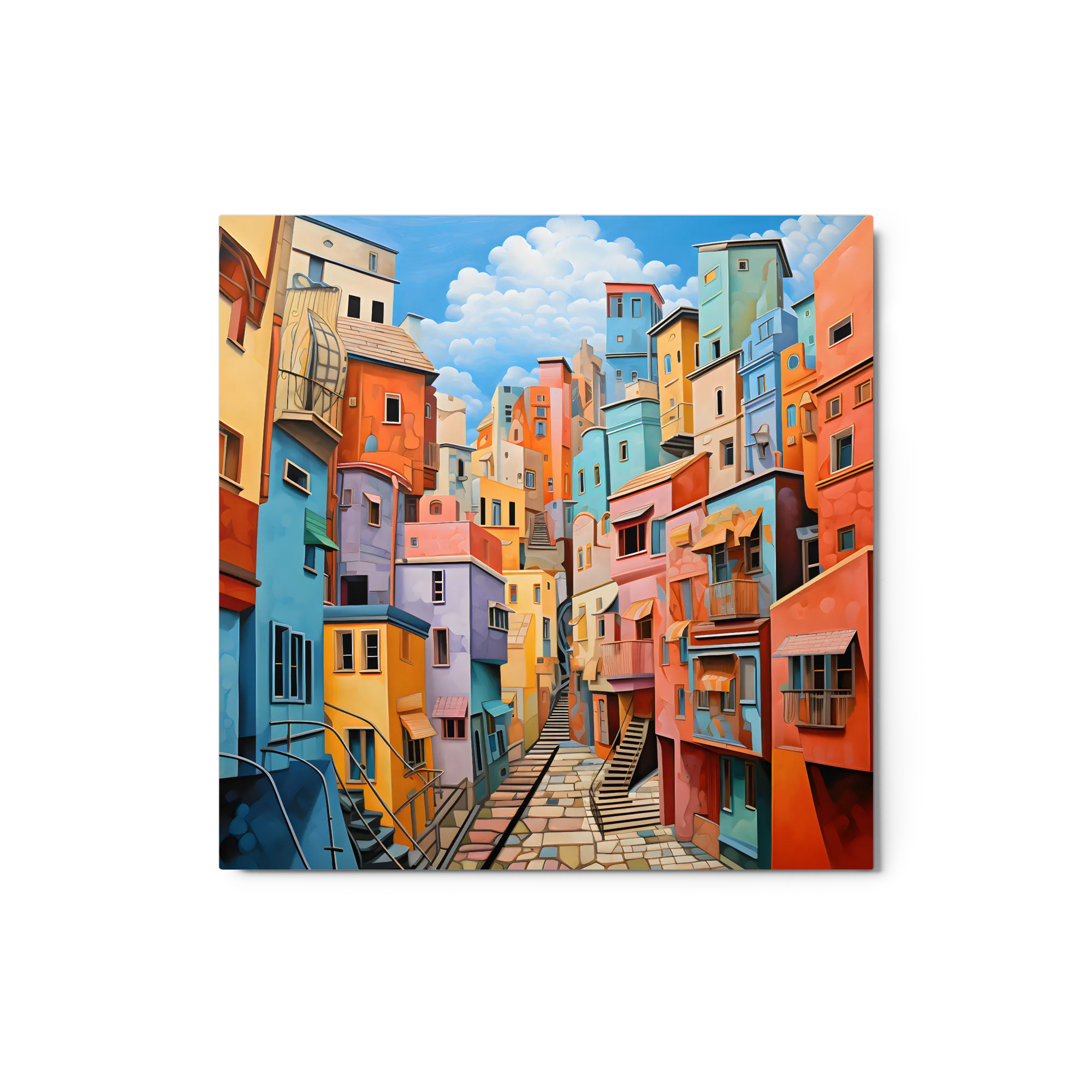 Mediterranean Hillside City 
 Canvas | 32″x 32″