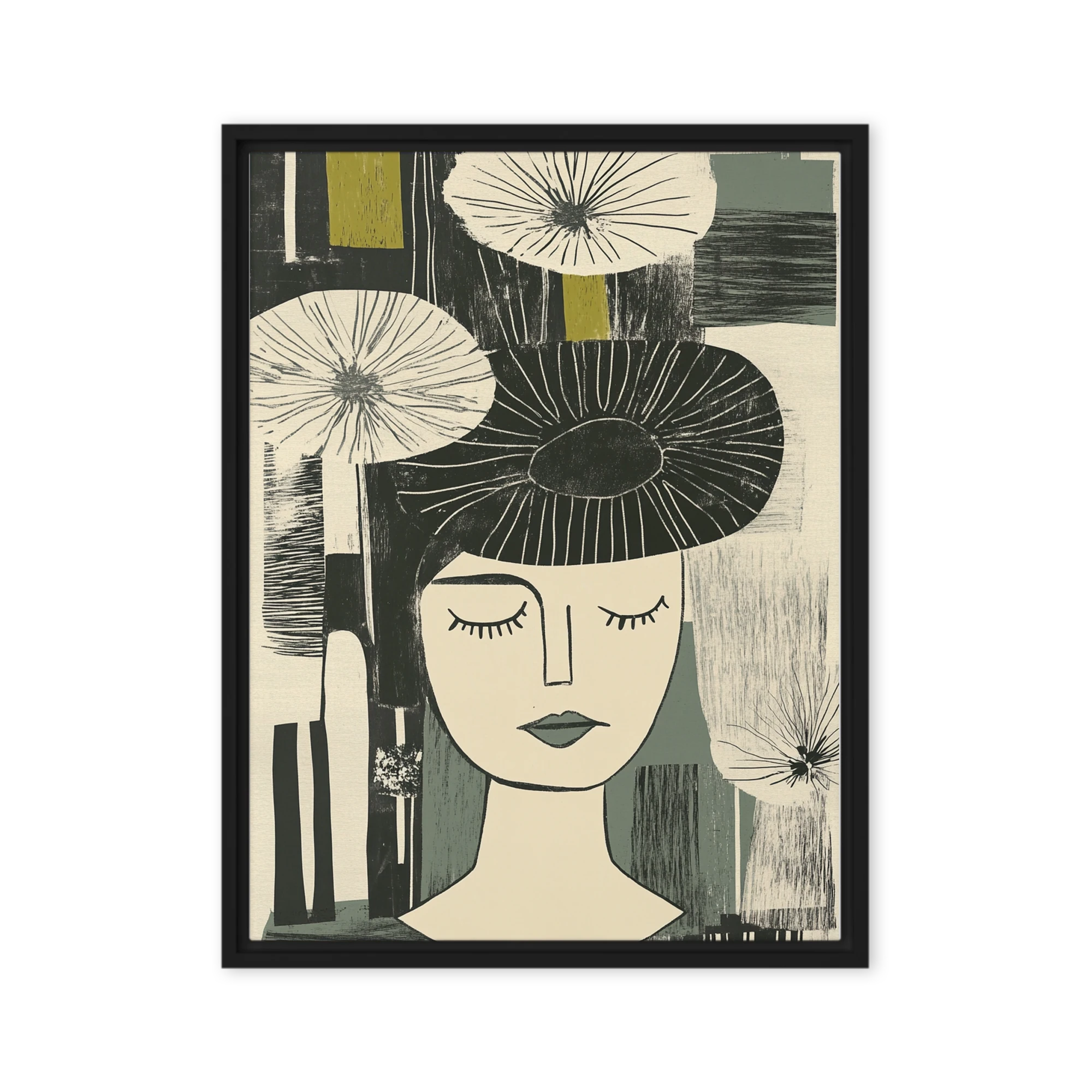 Serene Linocut Portrait