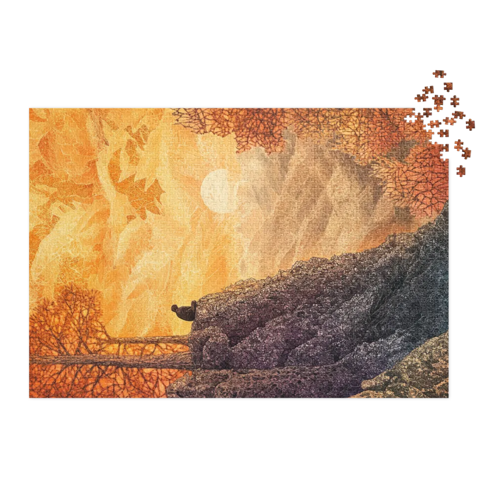Surreal Landscape with Person and Sunset